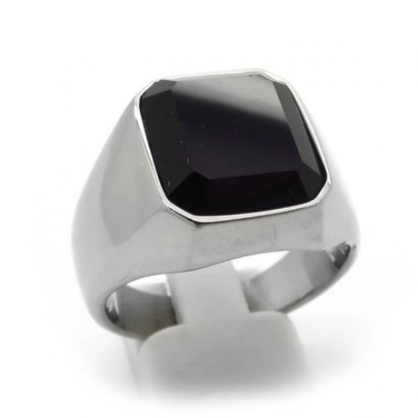 Ανδρικό Δαχτυλίδι με μαύρη πέτρα απλό κλασικό