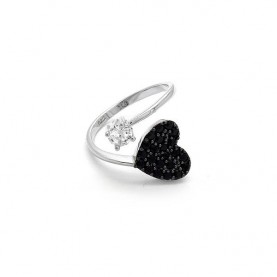 Fashionable female ring with silver heart