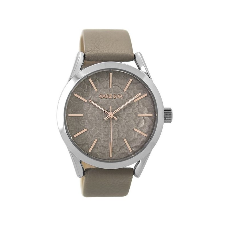 OOZOO Timepieces Brown Grey Leather Strap