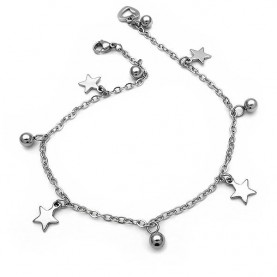 Anklet bracelet Foot chain made of steel with stars