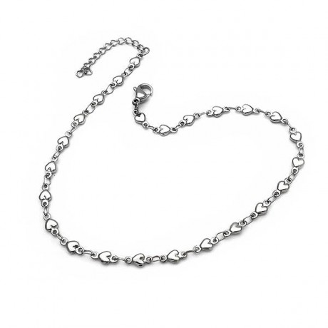 Thin Anklet bracelet Foot chain made of steel with hearts