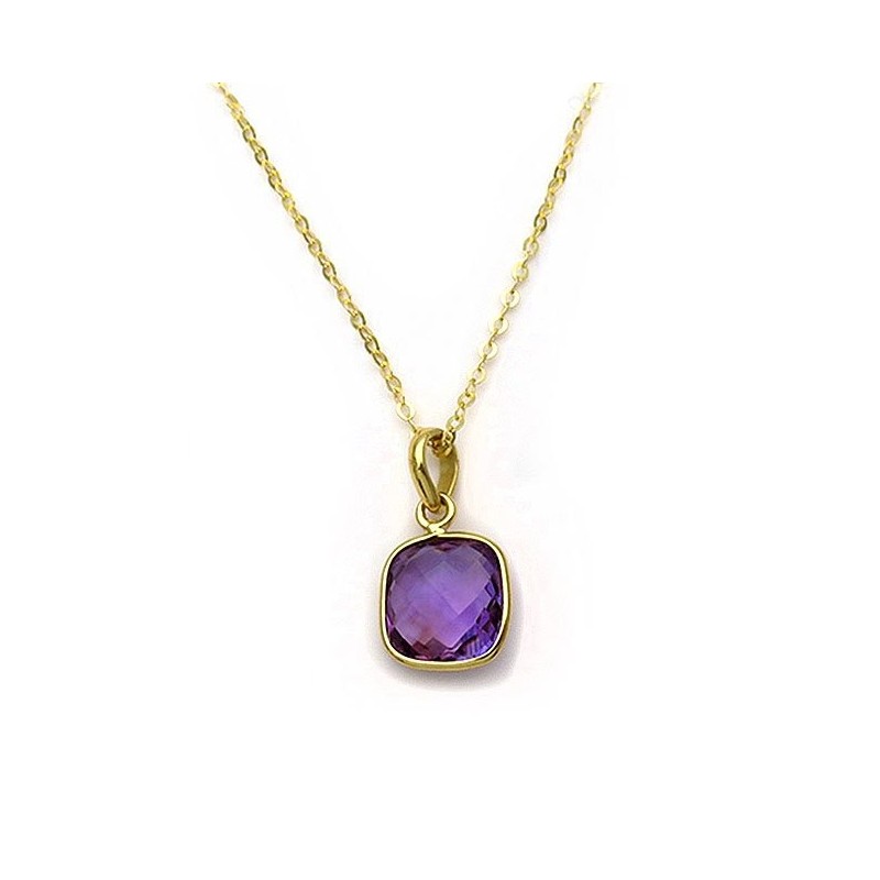 Pendant with amethyst purple from Silver 925 gold-plated