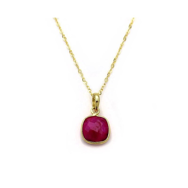 Pendant withred ruby from Silver 925 gold-plated