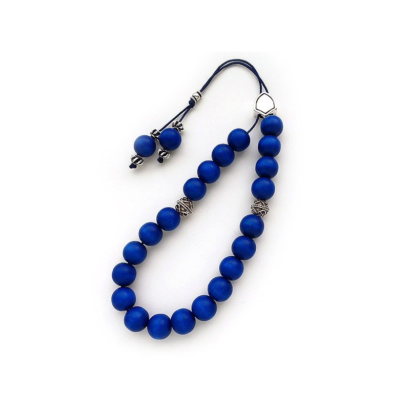 Komboloi with blue wooden beads