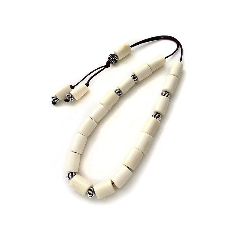 Komboloi with beige bone beads