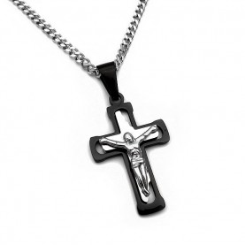 Men's cross and chain from stainless steel two colors