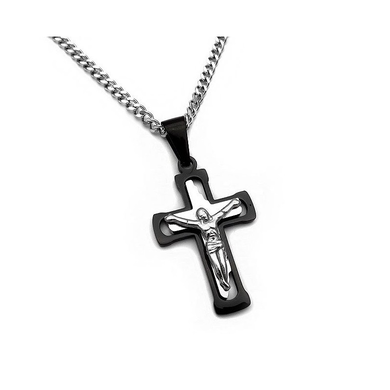 Men's cross and chain from stainless steel two colors