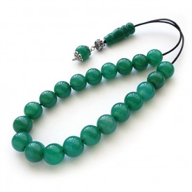 Komboloi with green agate