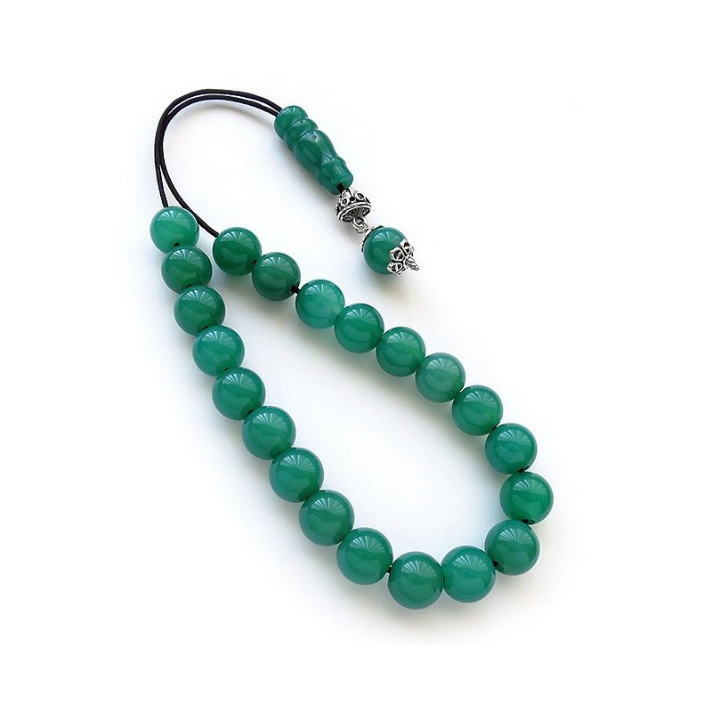 Komboloi with green agate