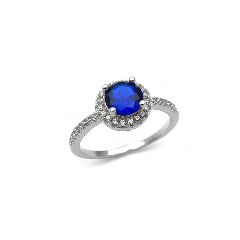Women's silver ring with blue zircon