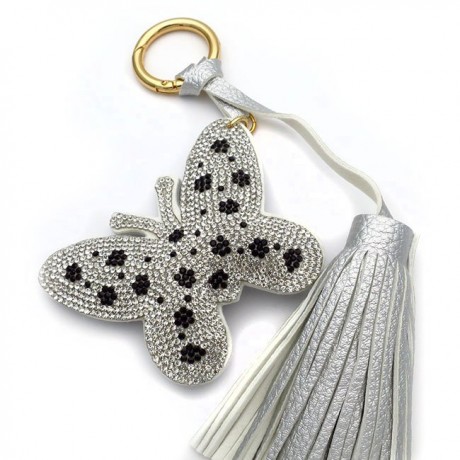 Keychain silver gray butterfly