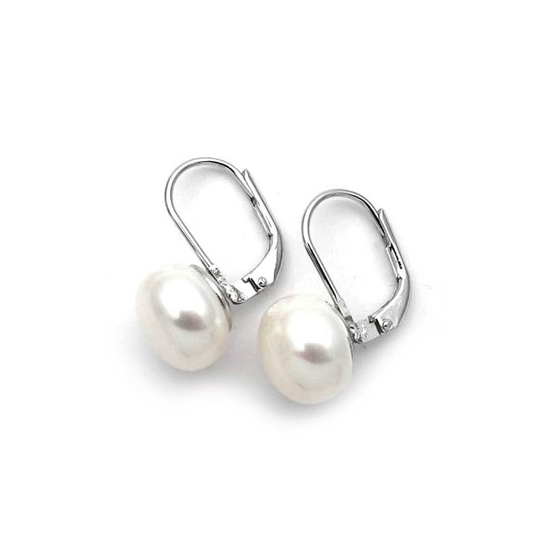 Freshwater pearl 10mm sterling silver earrings