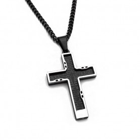 Men's cross in a modern design with chain