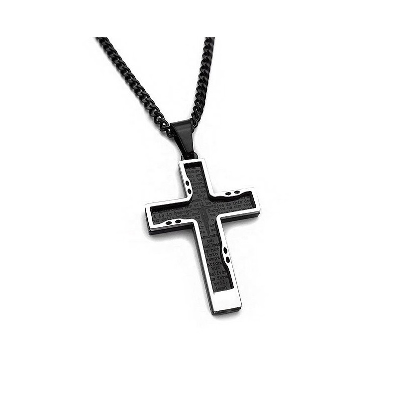 Men's cross in a modern design with chain