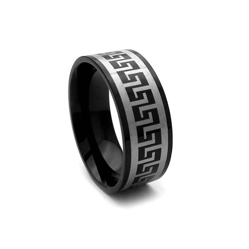 Ανδρικό Δαχτυλίδι με μαύρο σχέδιο