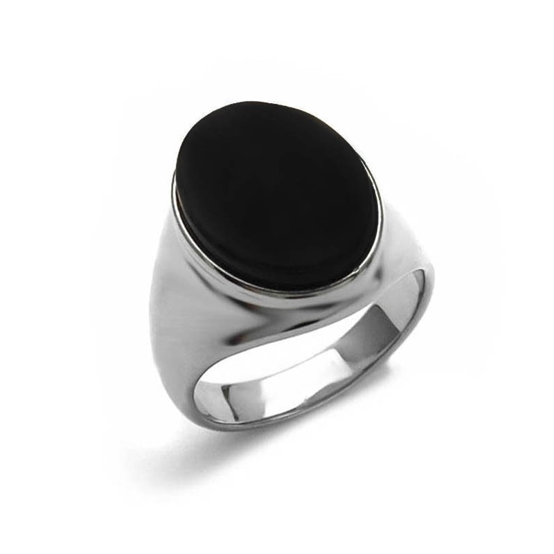 Δαχτυλίδι Ανδρικό με μαύρη πέτρα AT138