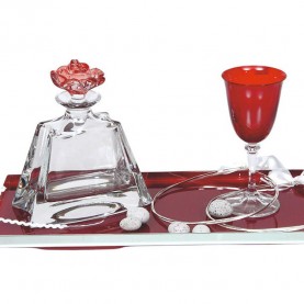Καράφα ποτήρι γάμου κρυστάλλινα με κόκκινο χρώμα