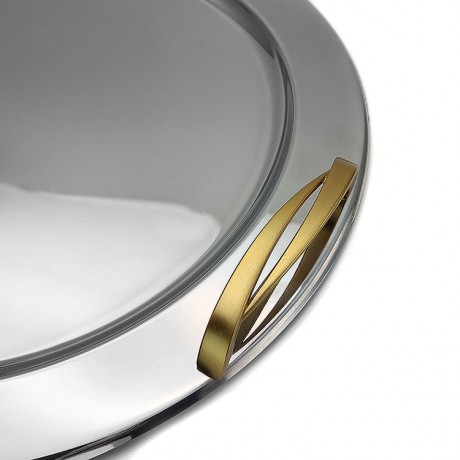 Δίσκος γάμου Inox στρόγγυλος χρυσά χερούλια AG176