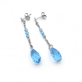 Σκουλαρίκια ασημένια με γαλάζια κρύσταλλα SK132
