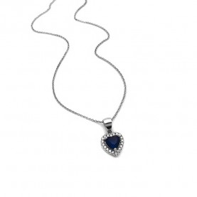 Κολιέ Καρδιά με μπλε πέτρα ασημένιο KL100